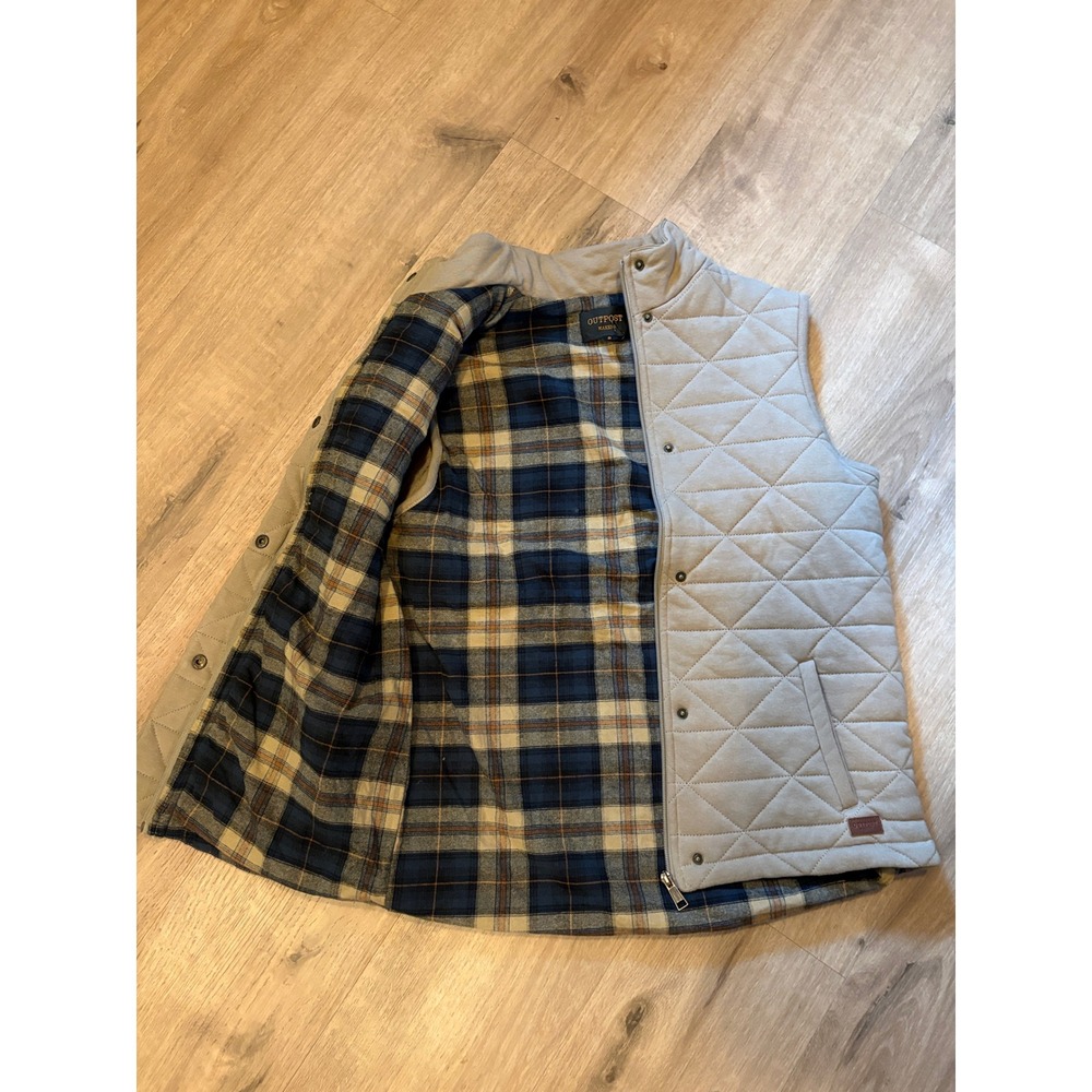 Outpost Makers Quilted Vest Size S Beige Plaid Lined Gorpcore Workwear Heritage